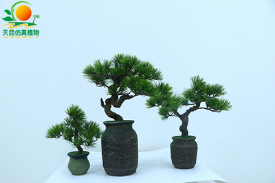 仿真丛松盆景，仿真迎客松盆景